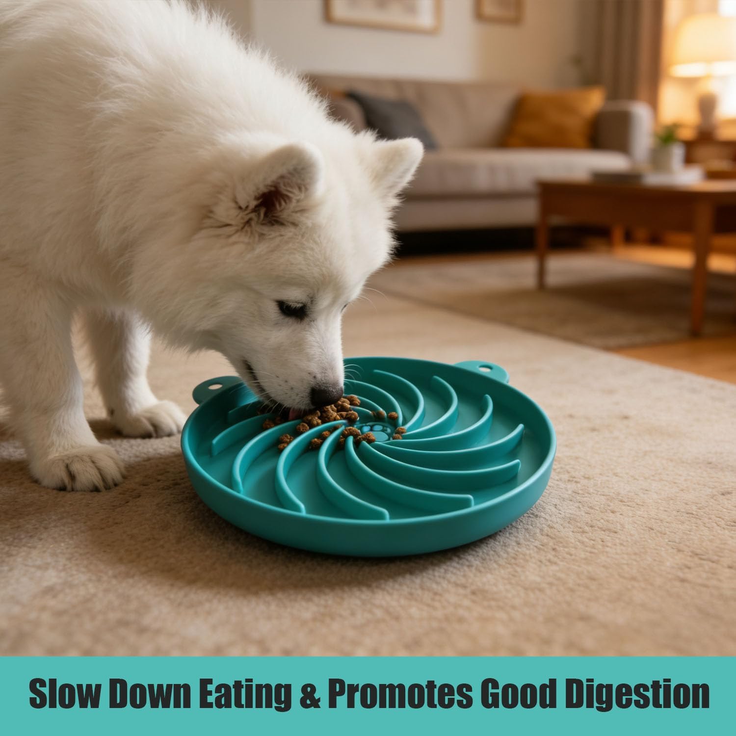Detalle de Cat Slow Feeder Bowl: Anti-Gulp Maze Design for Small Dogs & Cats (1Pack, Cyan)