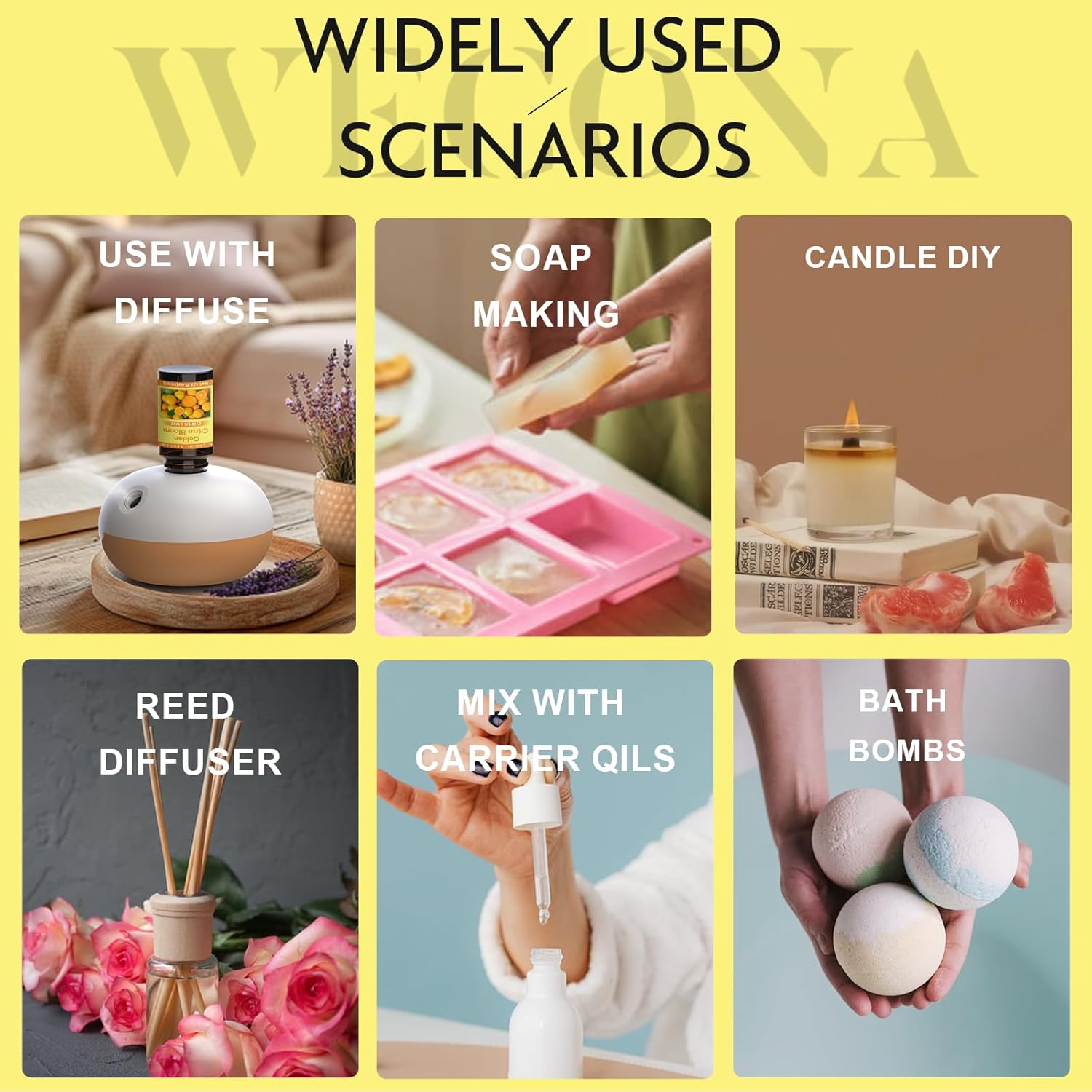 Thumbnail 4 de WECONA Citrus Essential Oils Set (Bergamot, Lemon, Grapefruit, Lime, Lemongrass & Citrus Bloom) for Diffusers