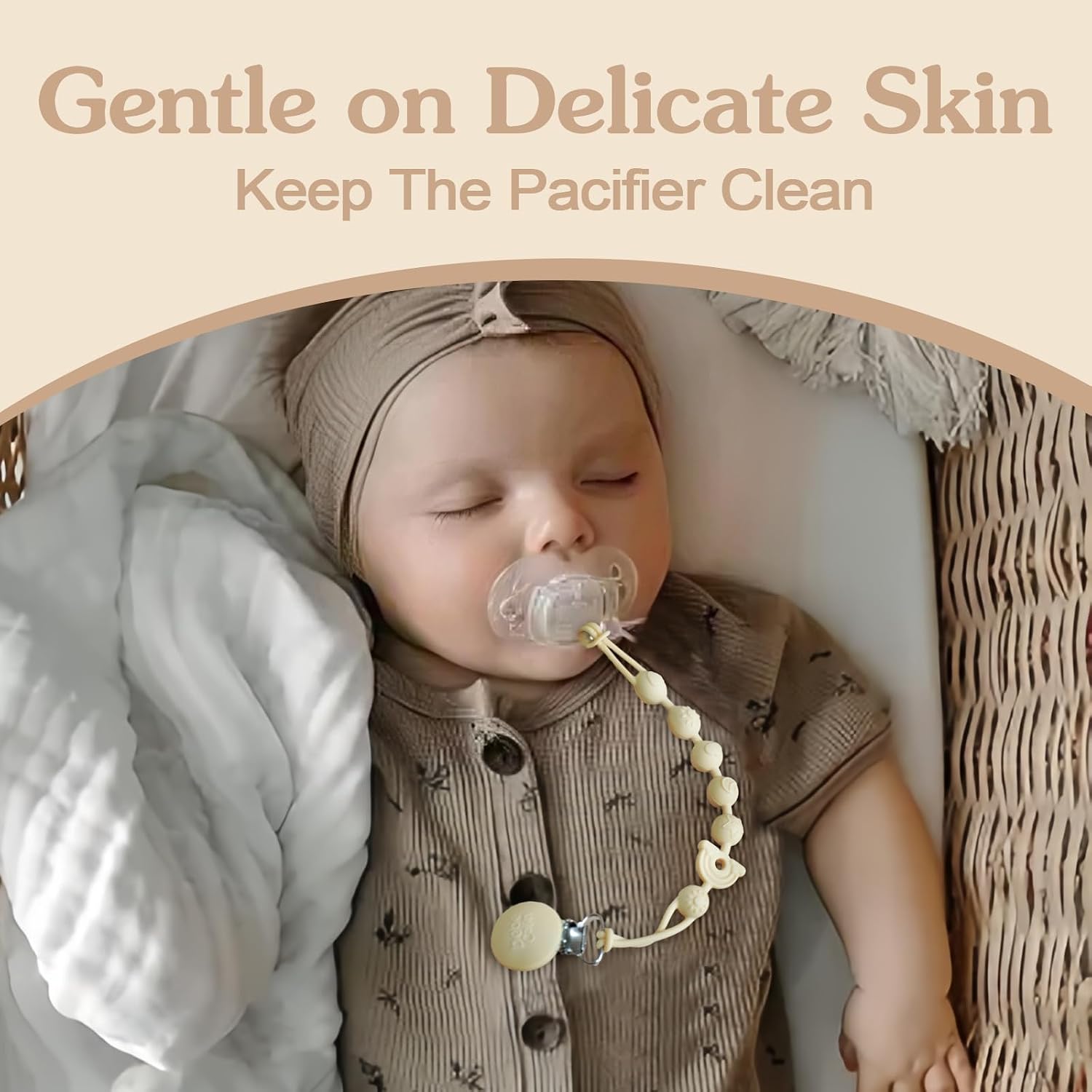 Thumbnail 5 de Bebecalin Dummy Clip – Mam Pacifier Clips and Bib Pacifier Clip (3-Pack) in Sage, Apricot & Purple