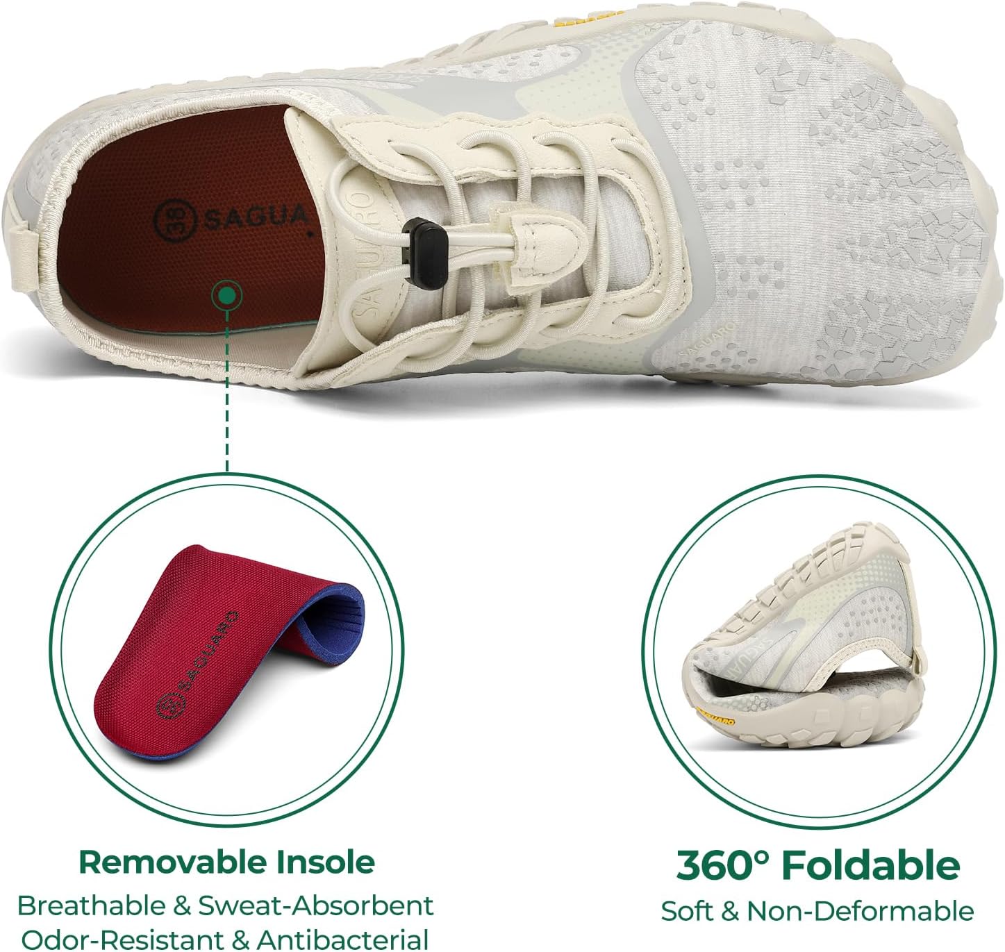 Detalle de SAGUARO Barfußschuhe – Breite Zehenbox, atmungsaktiv, rutschfest, Zero-Drop Sohle (EU 35–48)