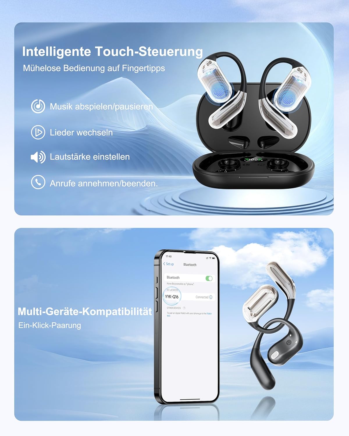 Thumbnail 5 de Open Ear Kopfhörer 50 Std Bluetooth 6.1 – kabellos, Smart Touch, 50 Stunden Spielzeit
