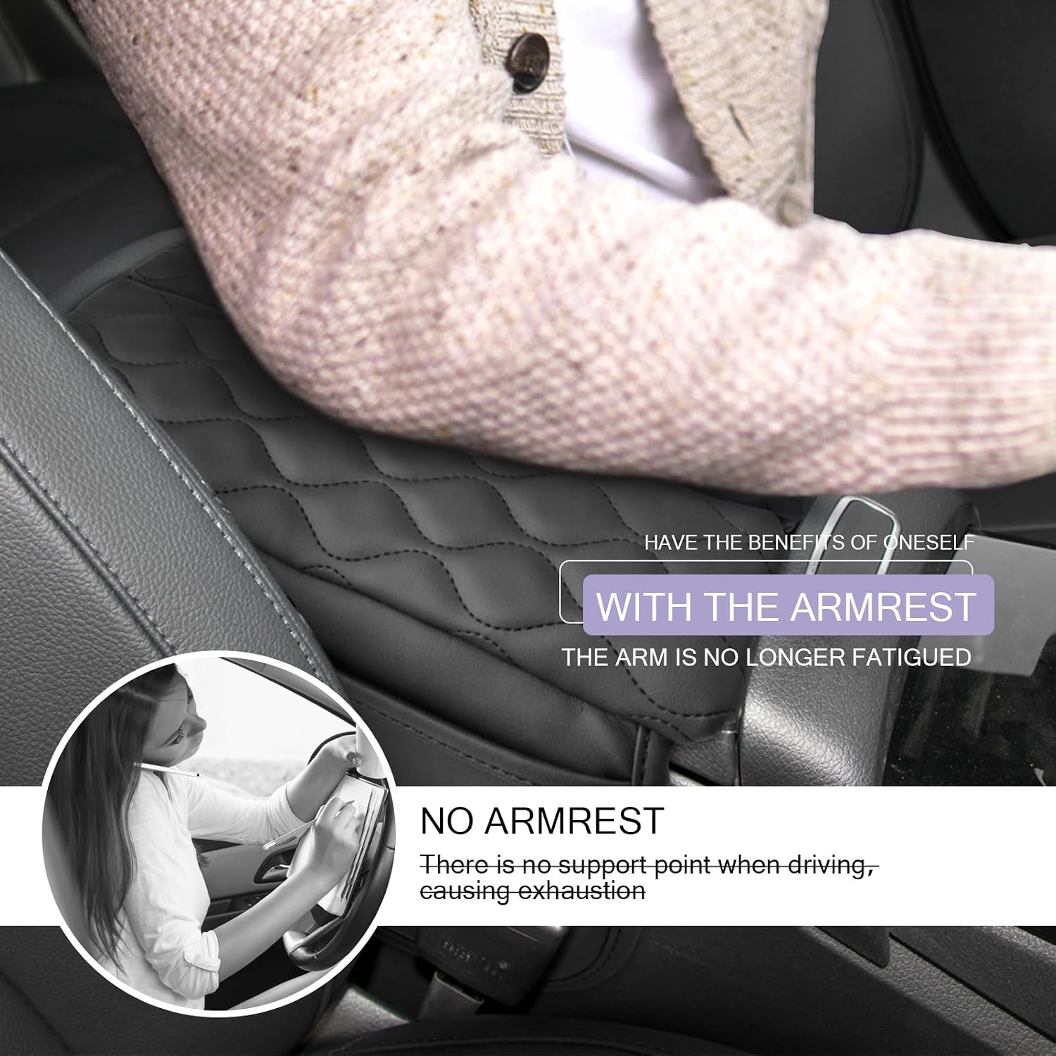 Detalle de LUWU Leather Armrest Pad for Mercedes-Benz A-Class W177 / GLA H247 / CLA C118 / EQA (2023–2024) – Practical Interior Accessory