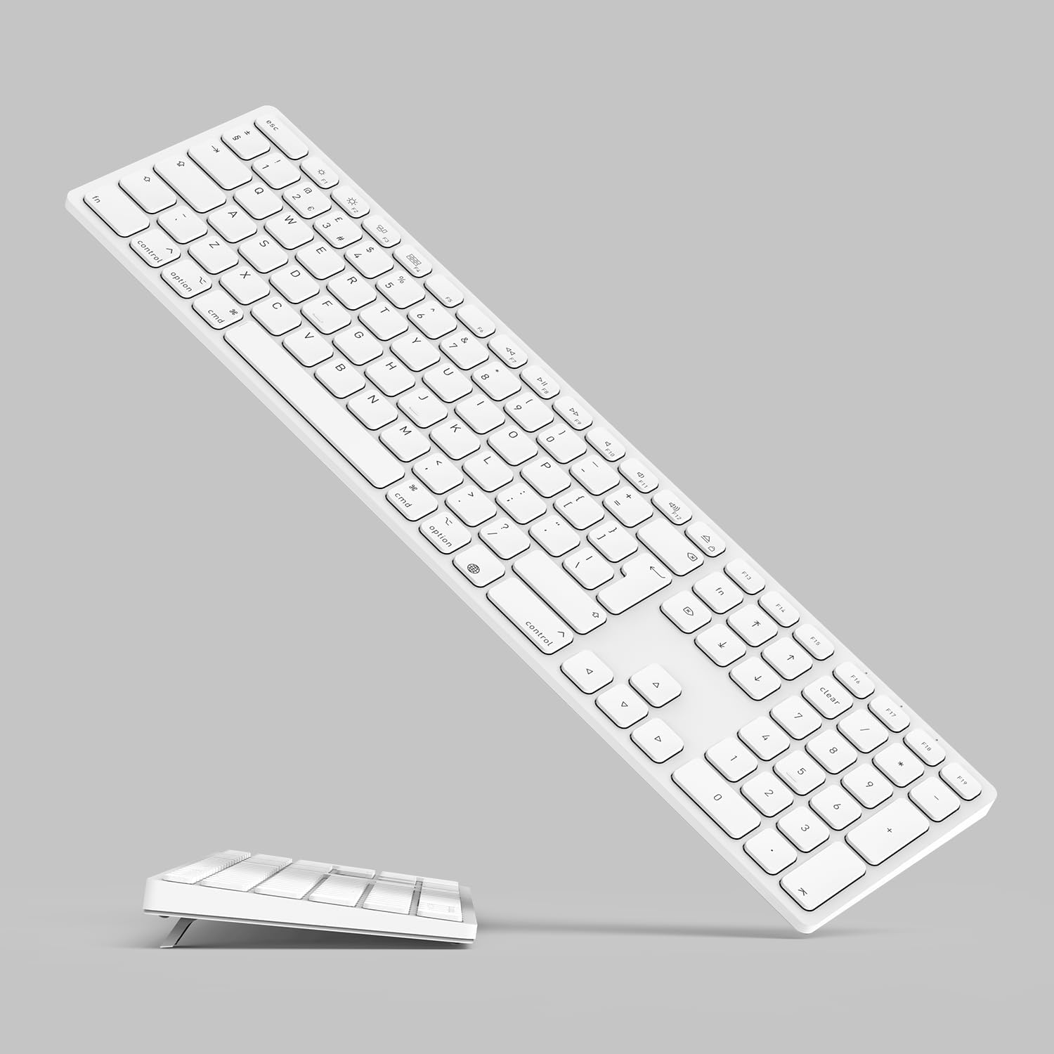 Detalle de Wireless Bluetooth Keyboard for Mac OS with Numeric Keypad – Foldable Kickstand, 450mAh Battery, 90 Days Battery Life