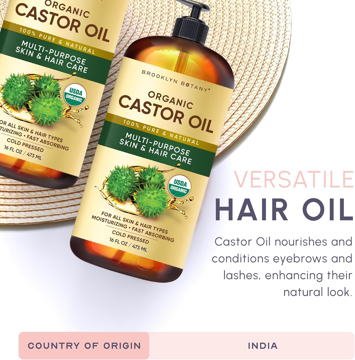 Thumbnail 5 de Brooklyn Botany Cold-Pressed Organic Castor Oil 16 Fl oz