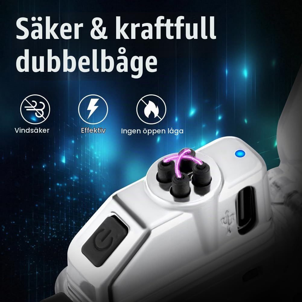 Detalle de Vicloon elektrisk bågtändare med USB-C, ficklampa i tre lägen och visselpipa