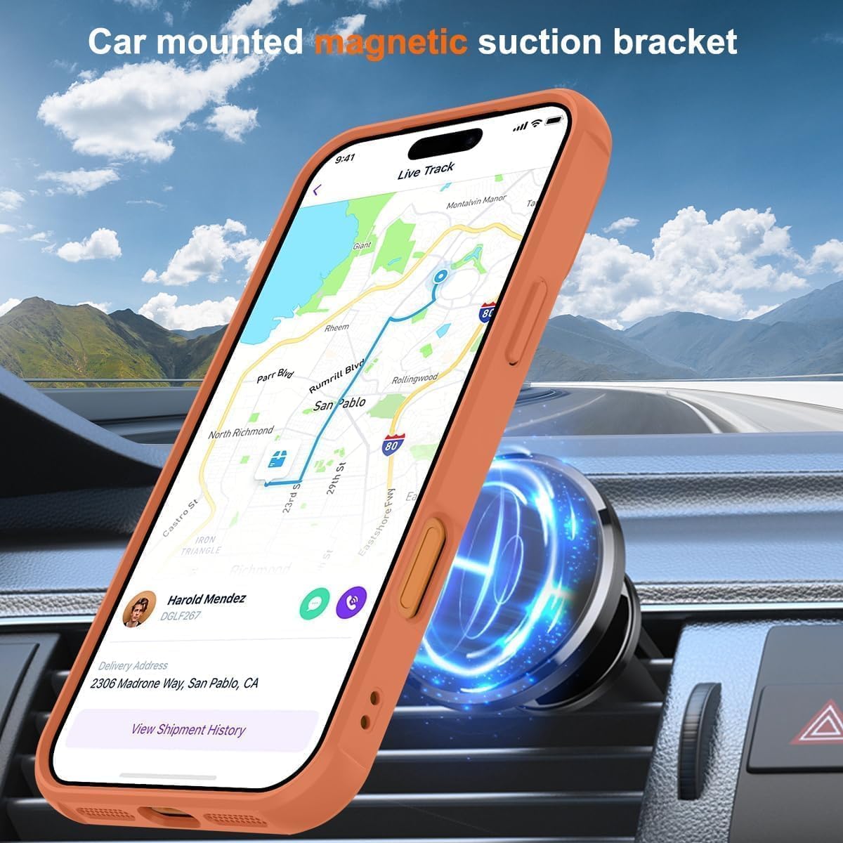 Thumbnail 3 de CHAOFEnG Magnetic Case for iPhone 17 Pro with Stand — Military-Grade Protection, Built-in Magnets, and Ring Kickstand (Cosmic Orange, Translucent Back)