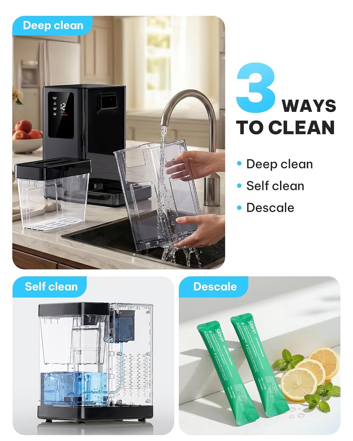 Thumbnail 6 de Silonn SLIM43B-US Nugget Ice Maker with 3L Tank, Timer and Self-Cleaning