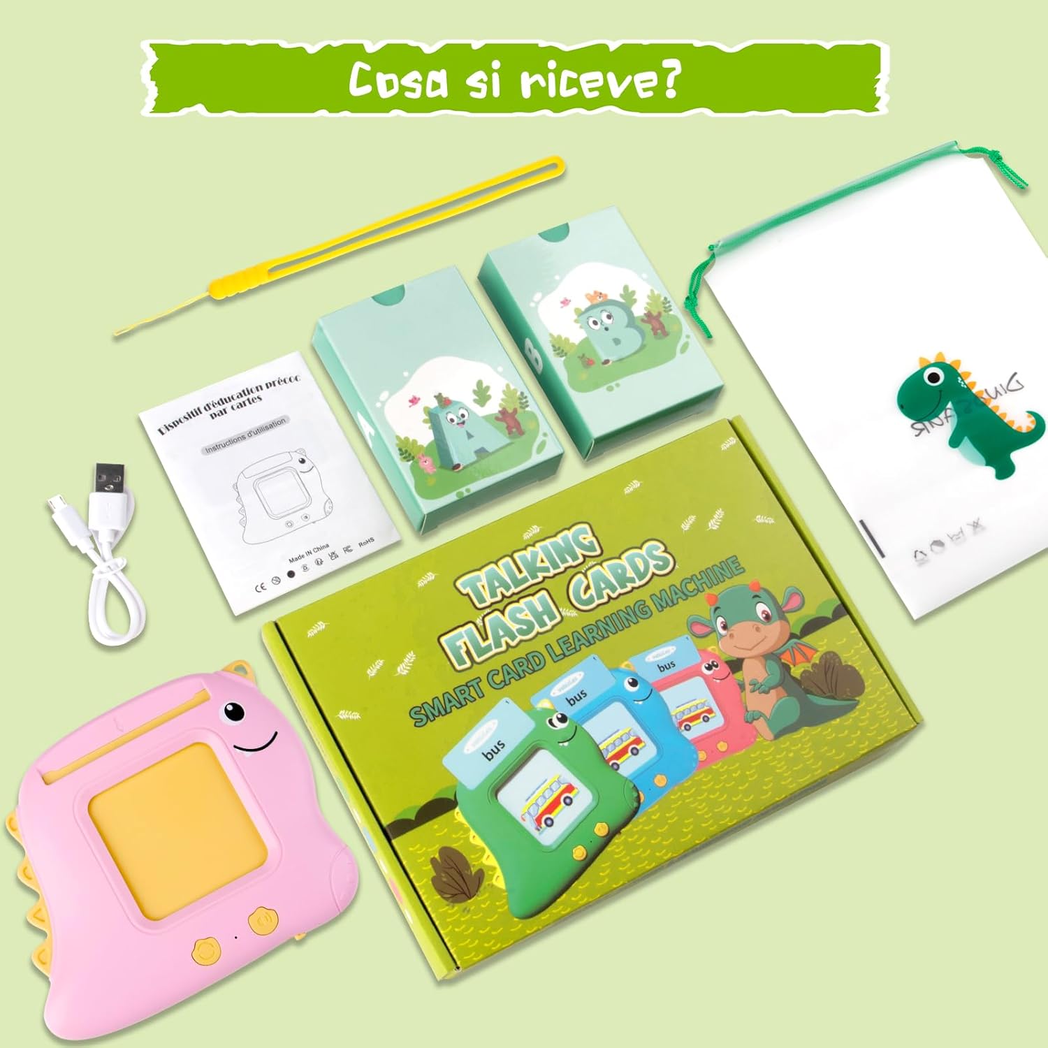 Thumbnail 6 de 224 Parole flashcards parlanti per bambini (italiano e inglese) Rosa, giochi Montessori prescolare 2 anni