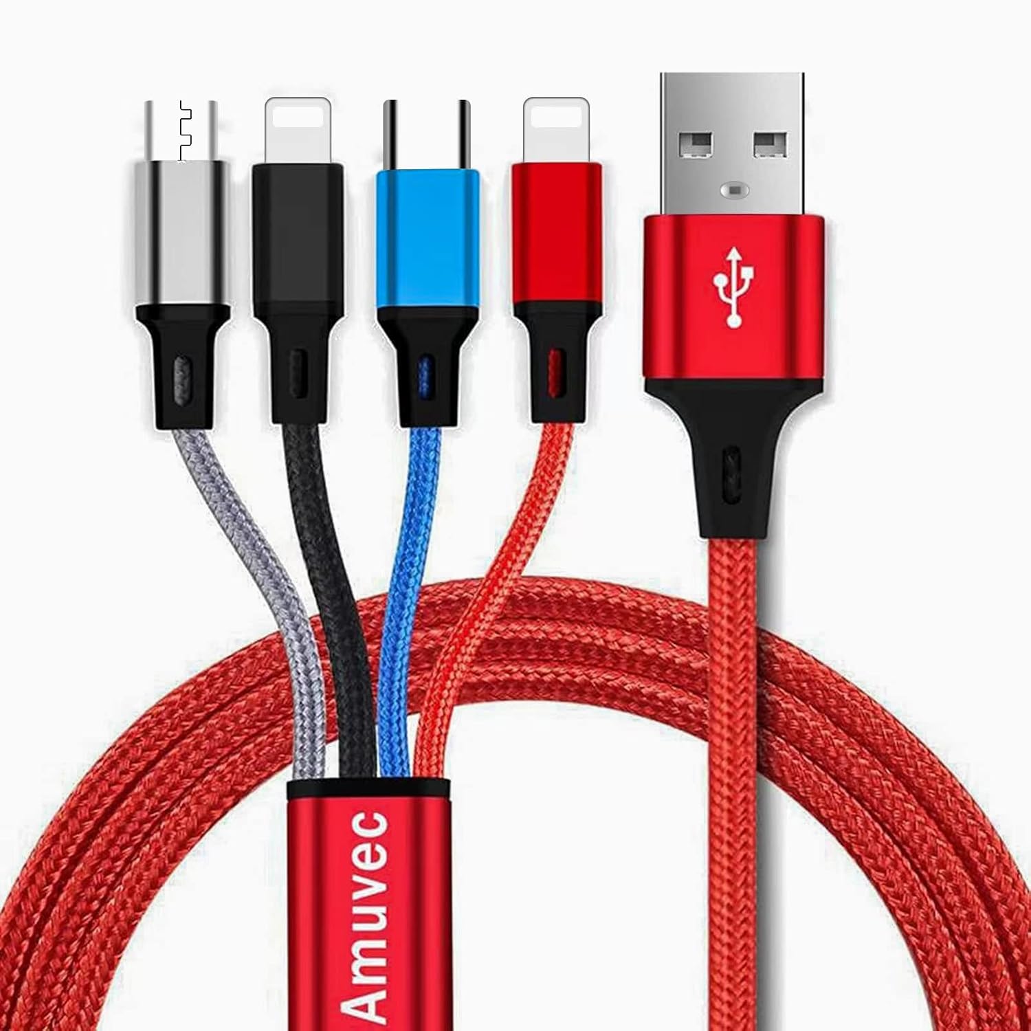 Detalle de Amuvec Multi Charger Cable 1.2m, 4‑in‑1 USB cable