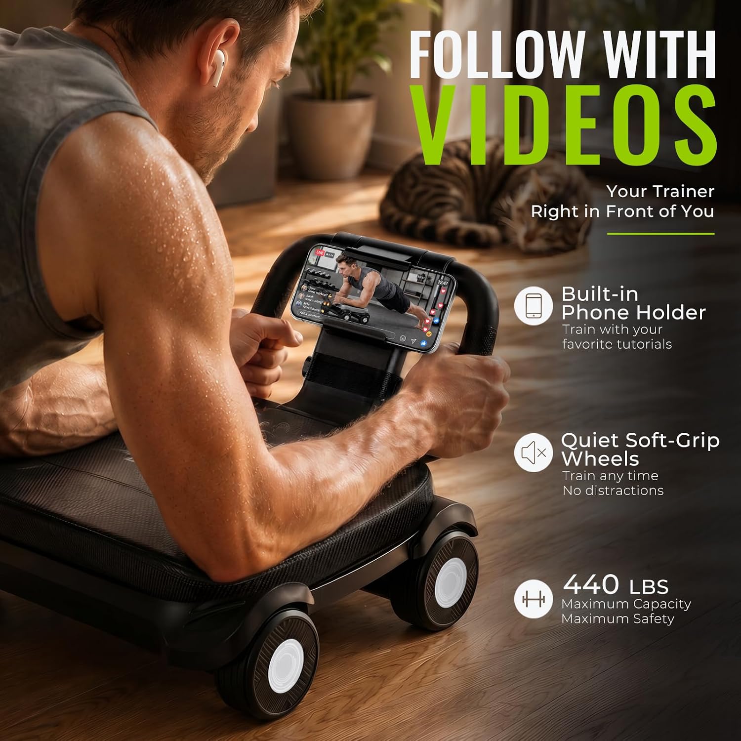 Detalle de EAST MOUNT Pilates Reformer Board – Home Ab Wheel for Core Work