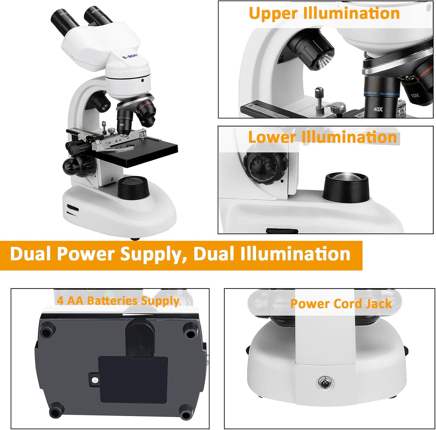 Thumbnail 3 de Svbony SV605: Microscopio binoculare 80×1600× con doppia illuminazione LED — ideale per principianti e studenti