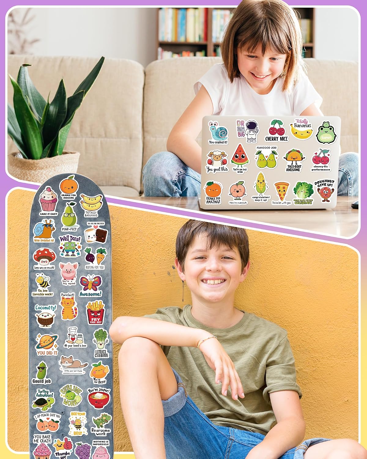 Detalle de pcnearty cute stickers Kids’ Vinyl Stickers, 200-Piece Waterproof Pack