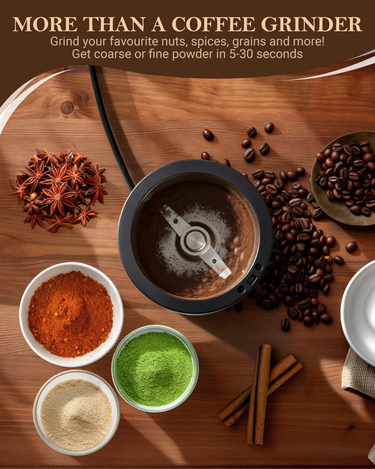 Thumbnail 4 de Andizun Electric Coffee Grinder (350W) with 80g capacity and one-touch operation