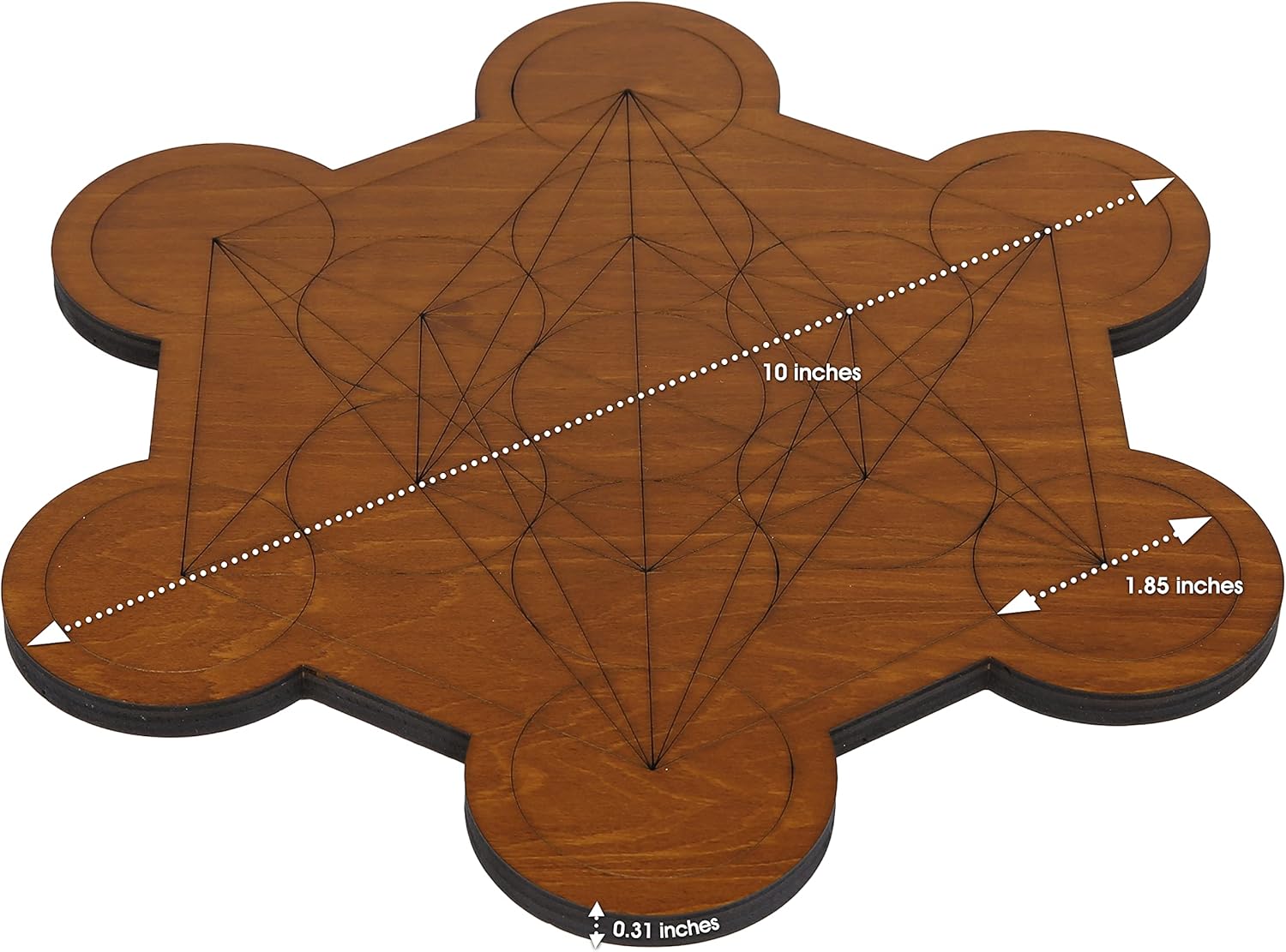 Thumbnail 1 de Curawood Crystal Grid Board – Metatron’s Cube sacred geometry wooden plate (10 inch)