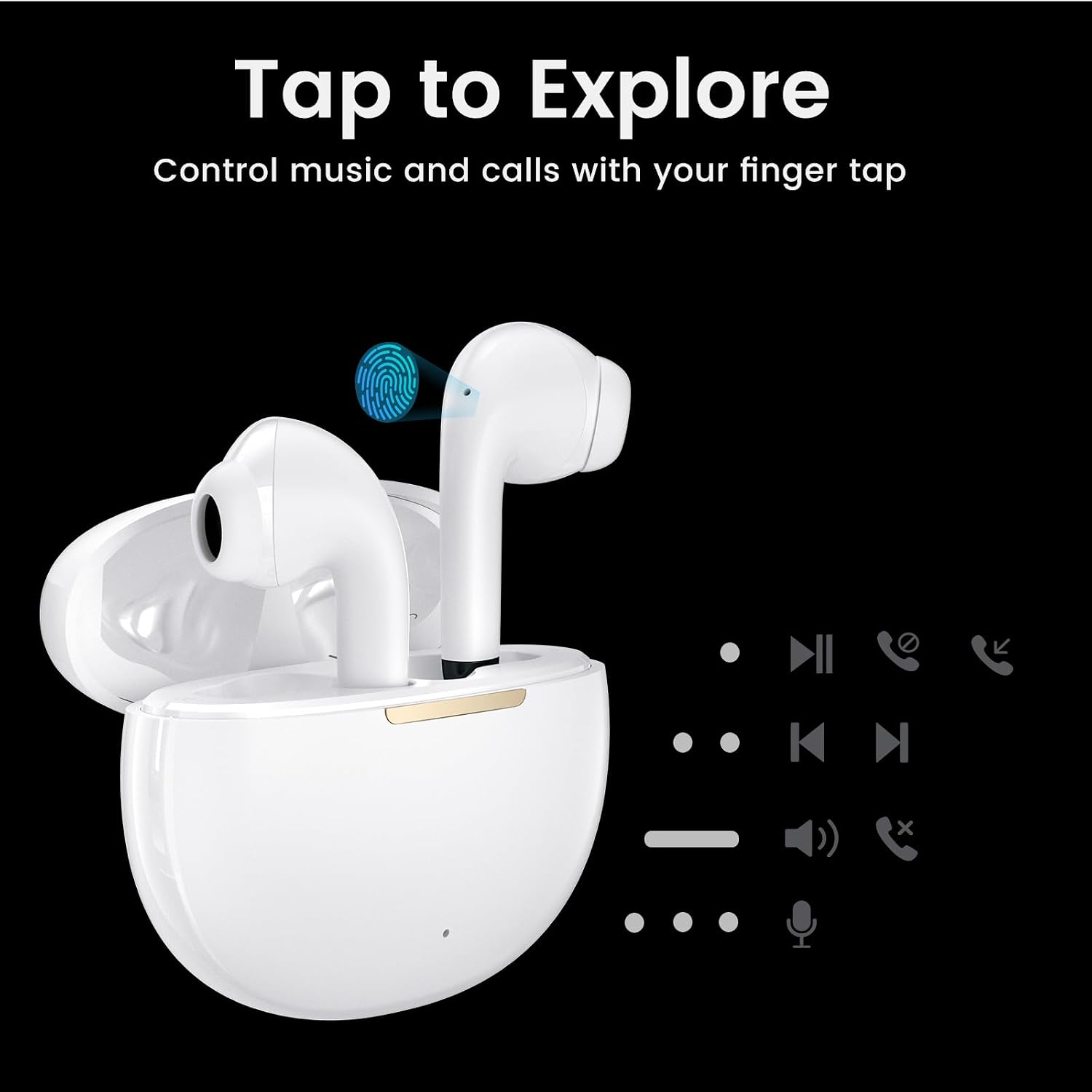 Detalle 2 de yobola Wireless Earbuds: Ultra-light, IPX7 Sport Earphones with Bluetooth 5.4 and 4 HD Mics