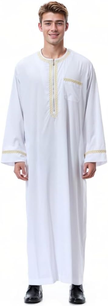 Thumbnail 6 de CAMDOM Herren Kaftan für Nahen Osten & arabischen Stil mit V-Ausschnitt (Thobe-Look)