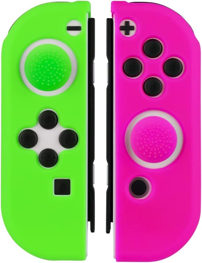 Detalle de アンサー ANS-SW154GP Switch Joy-Con用シリコンプロテクト Plus グリーン&ピンク