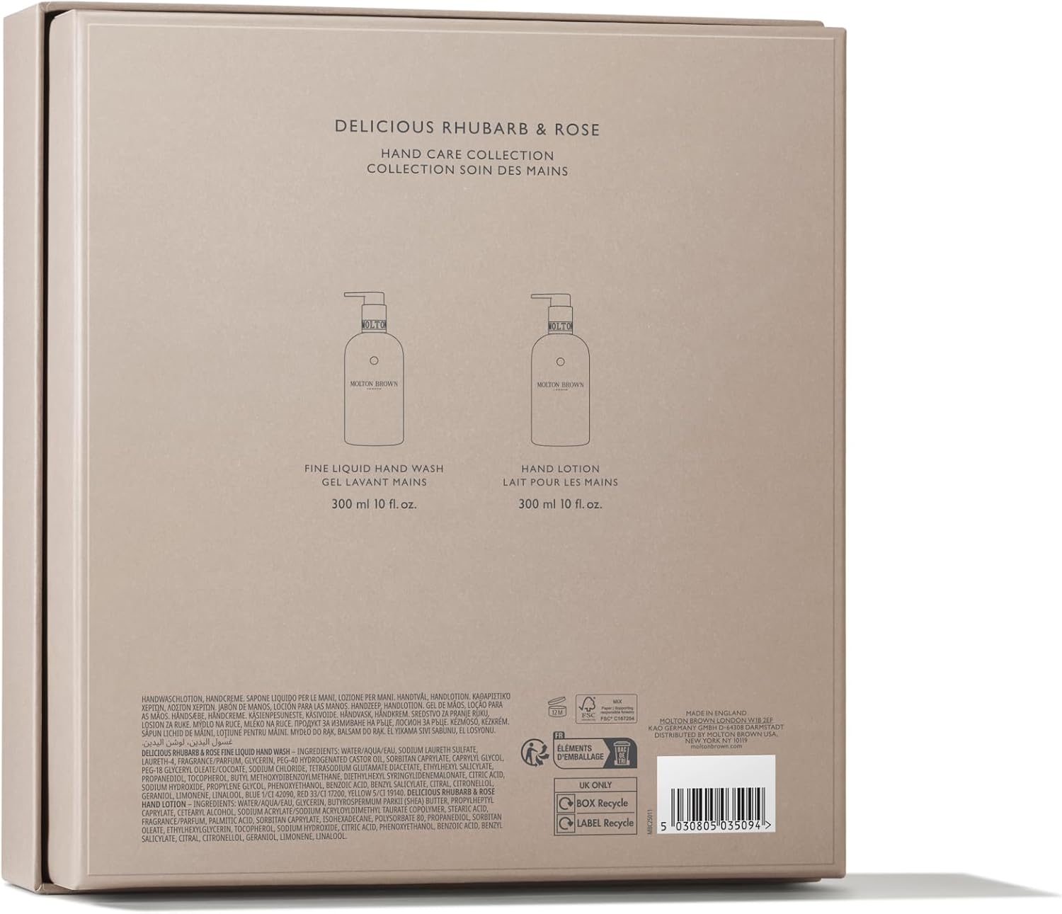 Detalle de Molton Brown Delicious Rhubarb & Rose Hand Care Collection (Fine Liquid Hand Wash & Lotion) – 2 x 300 ml gift set