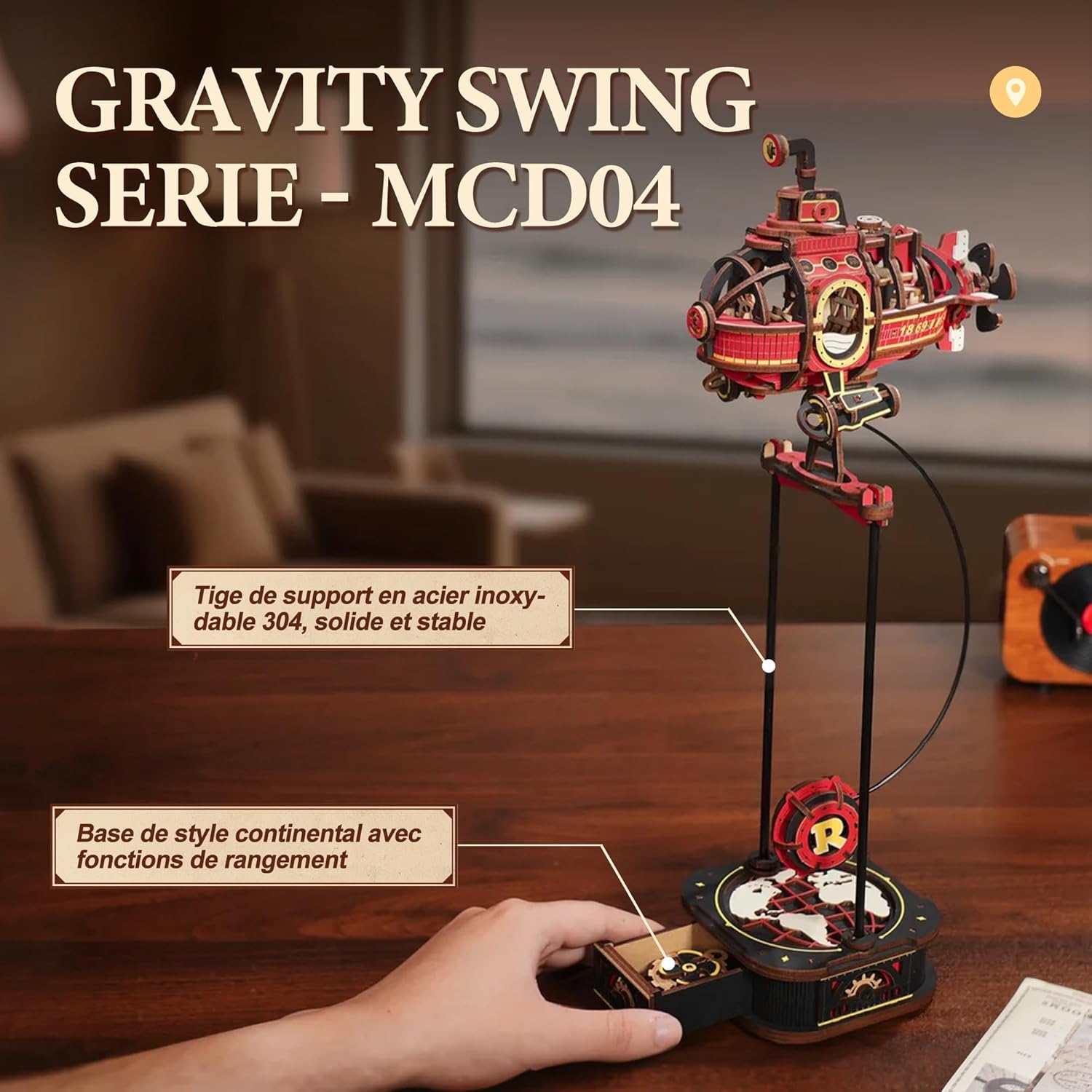 Detalle de ROKR Puzzle 3D Bois Maquette de sous-Marin – Deep-Sea Adventurer (MCD04)
