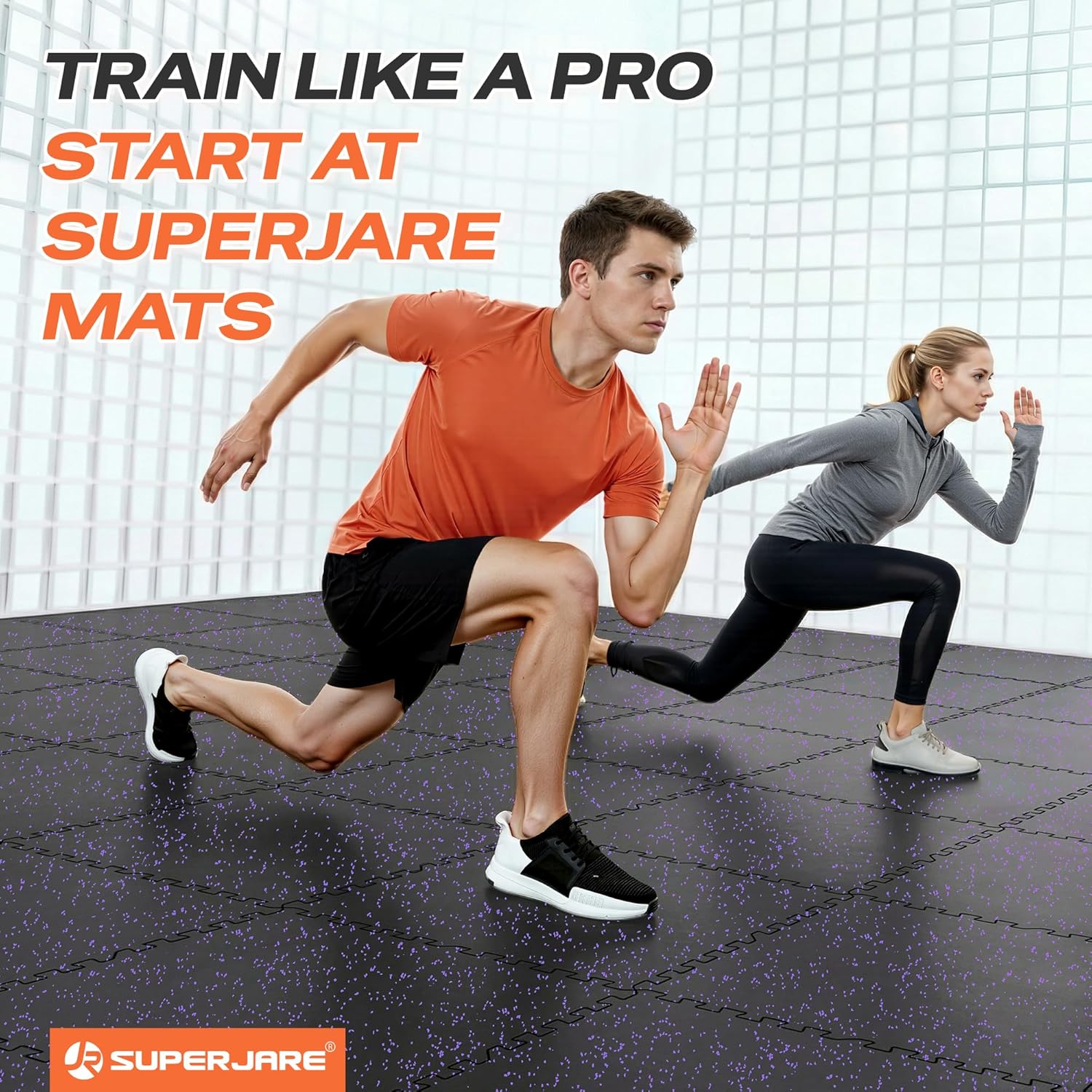 Thumbnail 2 de SUPERJARE 0.56'' Thick 24 Pcs Interlocking Rubber-Top Exercise Mats