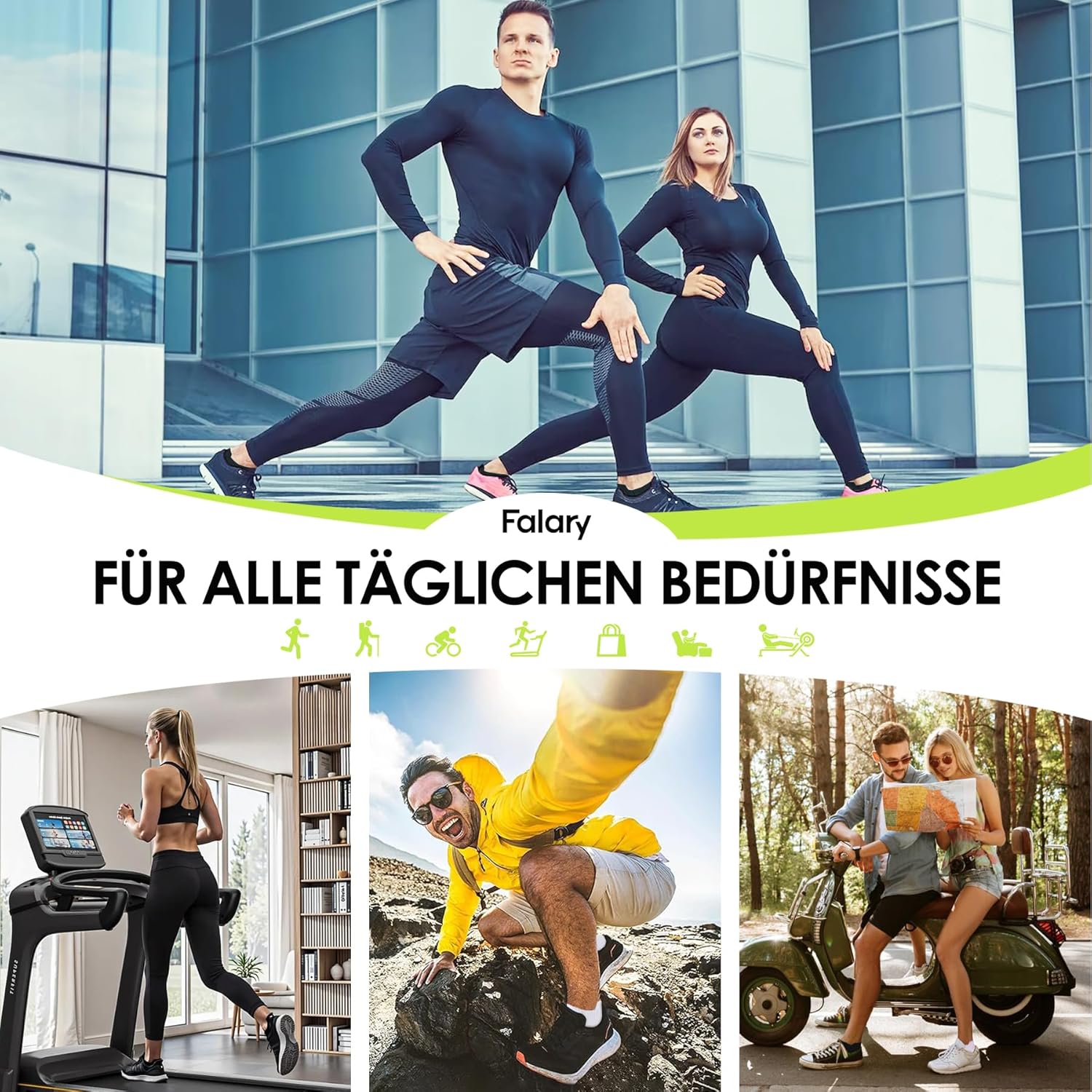 Detalle de FALARY Sneaker Socken 8 Paar – atmungsaktive Laufsocken aus Baumwolle, Kurz, Schwarz/Weiß