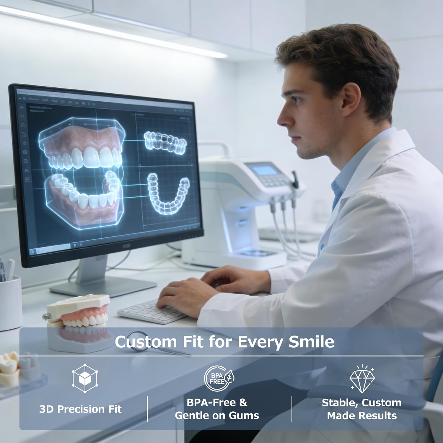 Thumbnail 6 de Iviiccov Custom 1-Tooth Partial Denture, Removable Flipper with Storage Case