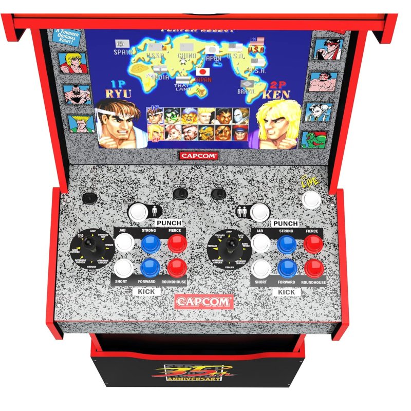 Detalle de Arcade1Up Capcom Legacy Yoga Flame: máquina arcade para Street Fighter en casa