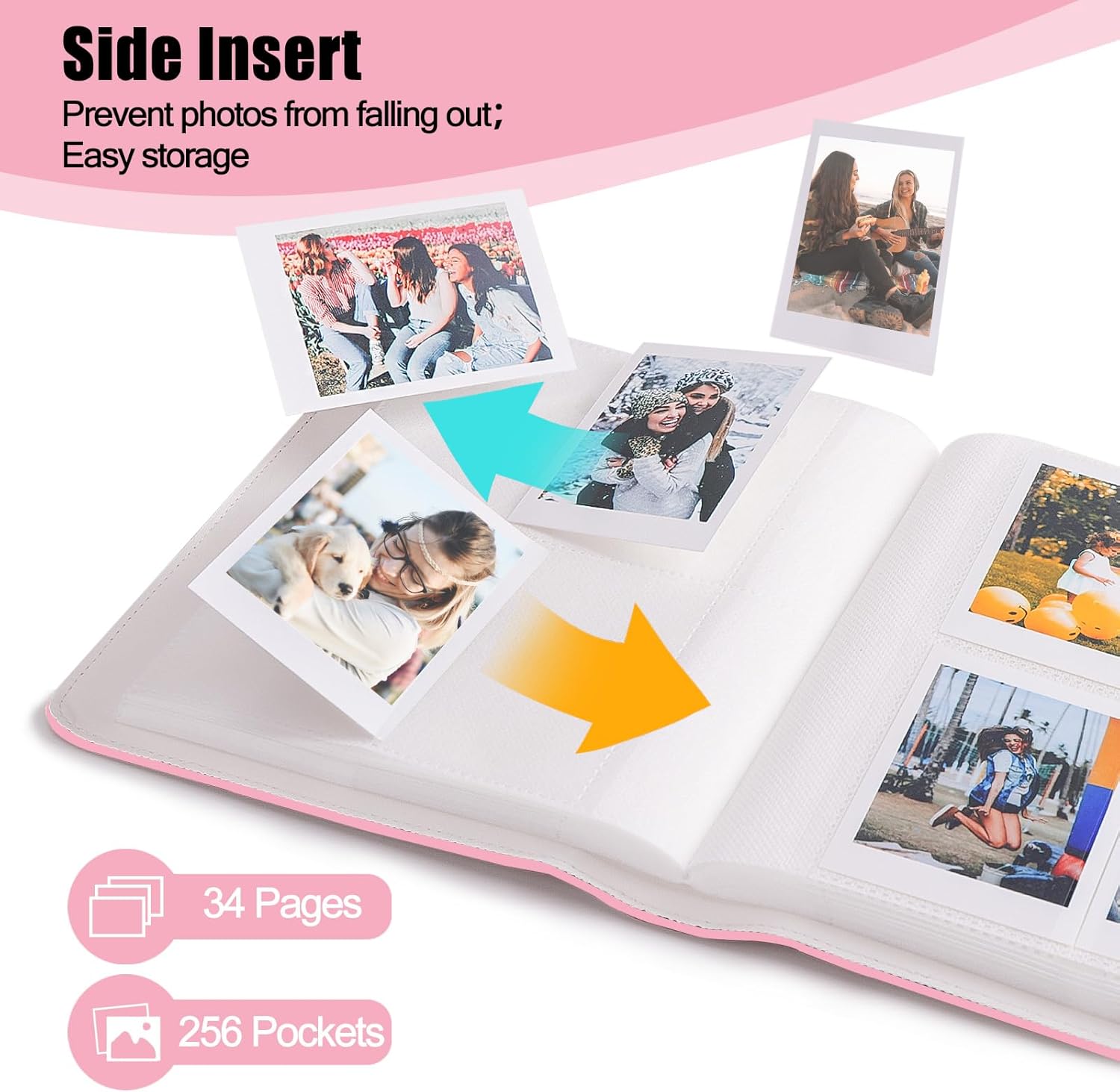 Thumbnail 3 de FORETOY Fotoalbum für 3-Zoll Sofortbilder (256+1 Taschen) kompatibel mit Instax Mini & weiteren Sofortbild-Printern