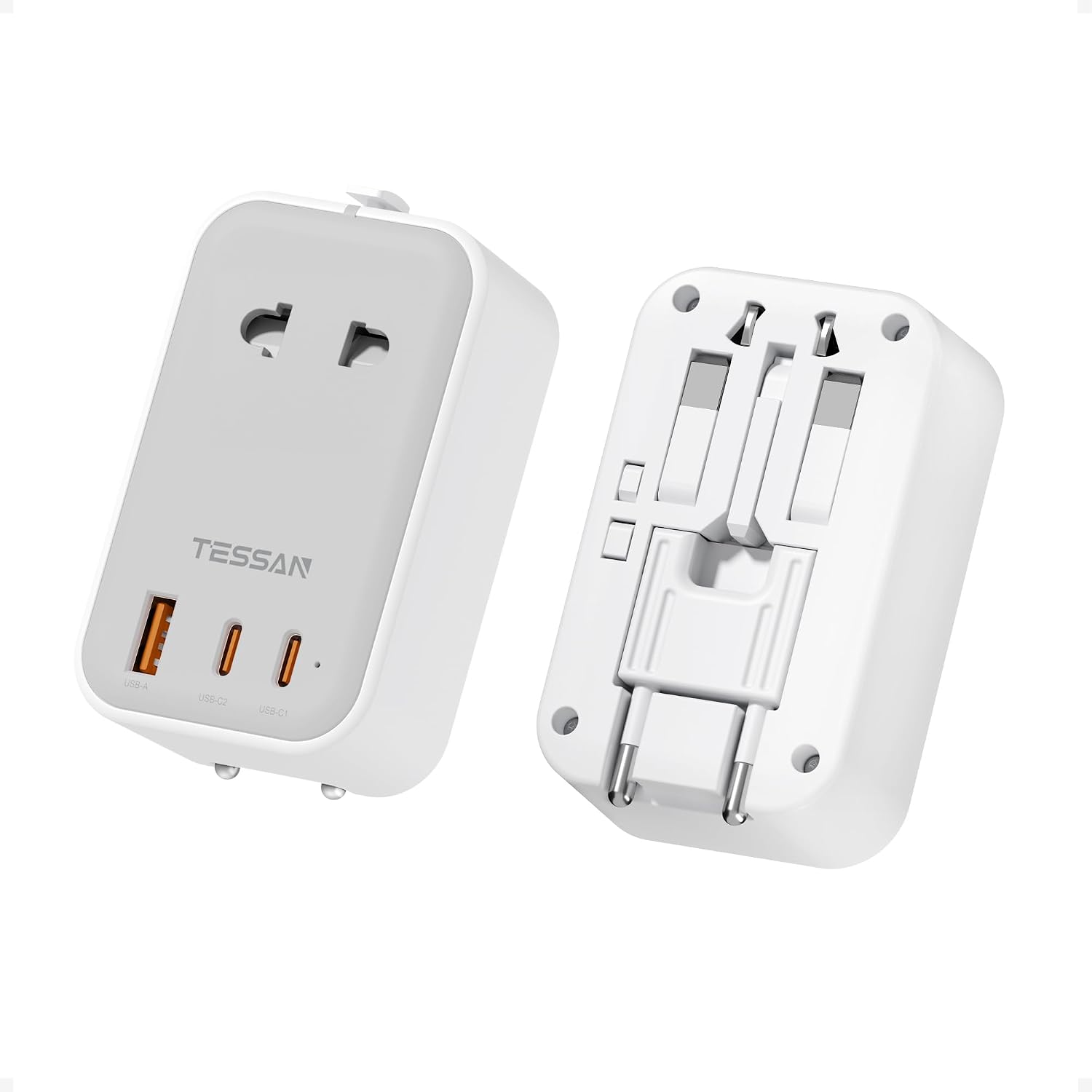 Detalle de TESSAN Adattatore da Viaggio Universale PD 20W: 4-in-1 con 2 USB-C e 1 USB-A