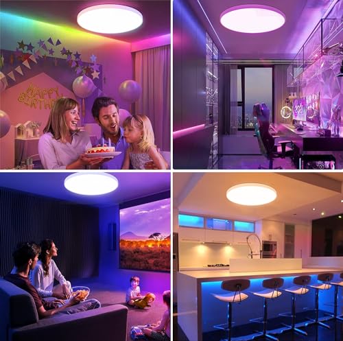 Detalle 2 de Taipow Lámpara de Techo LED 30W RGB: control inteligente para salón y dormitorio
