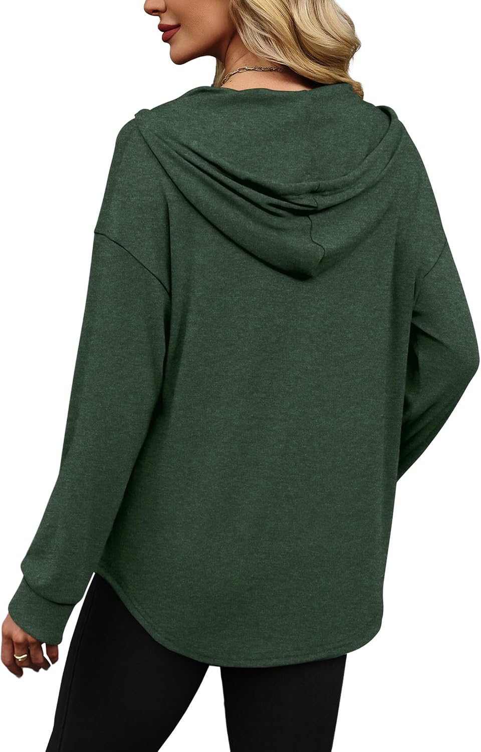 Detalle 2 de Sampeel Women's Oversized V-Neck Hoodie, Lightweight 90% Polyester Blend