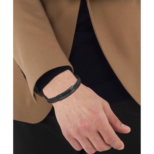 Detalle de BOSS ALEN 1580612, bracelet homme en maille d’acier inoxydable noir