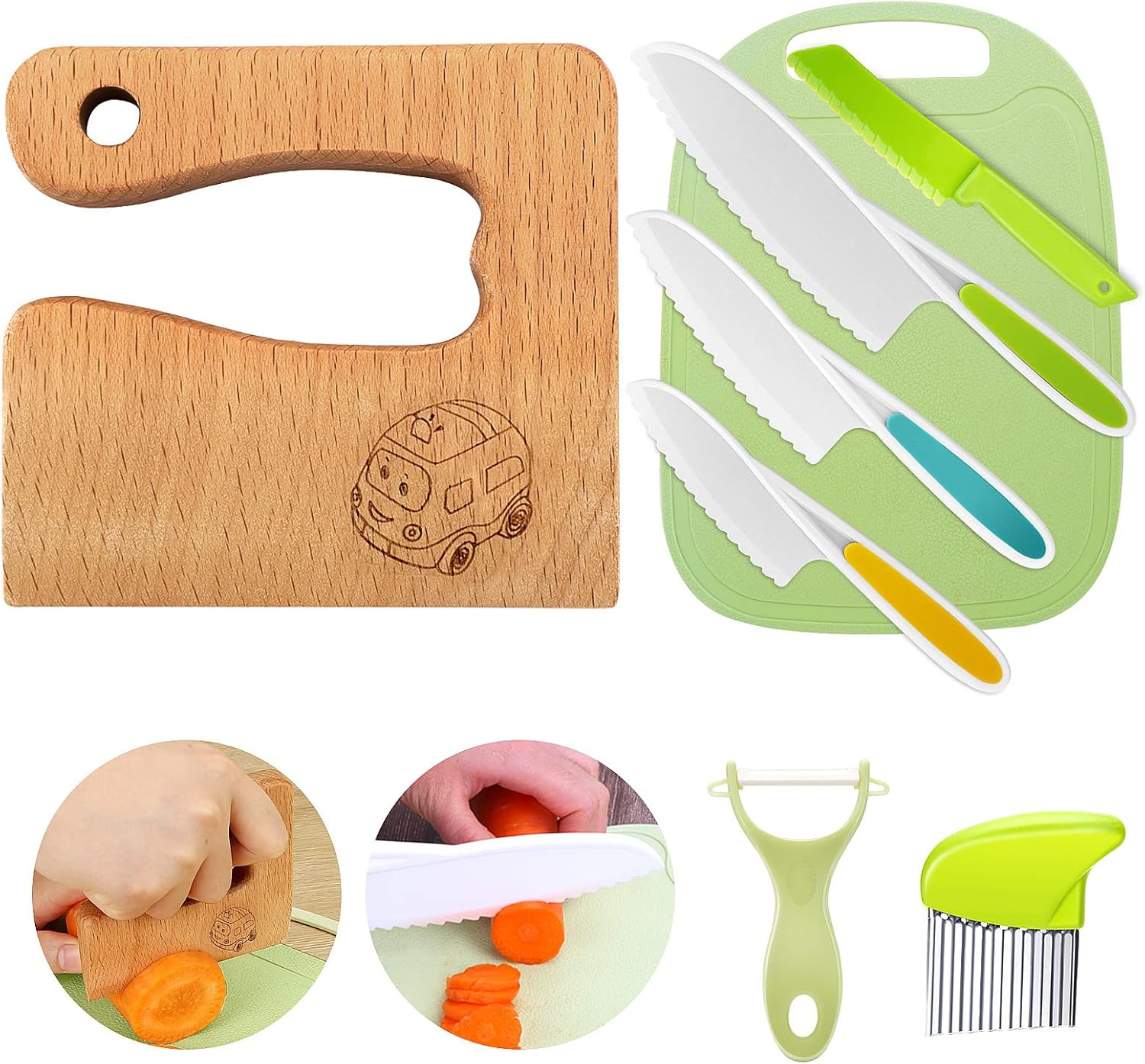 Kindermesser-Set (8-teilig) für Kinder ab 2 Jahren – Montessori Schneidwerkzeug & Zubehör