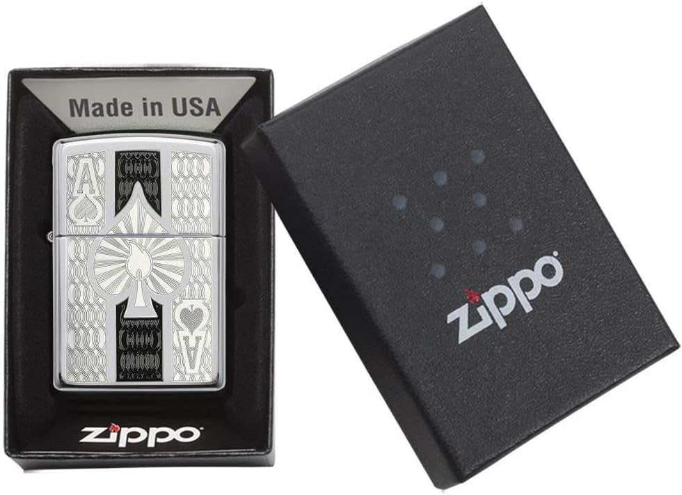 Detalle 1 de Zippo Ace – zapalniczka sztormowa z mosiądzu, chrom polerowany, grawerunek