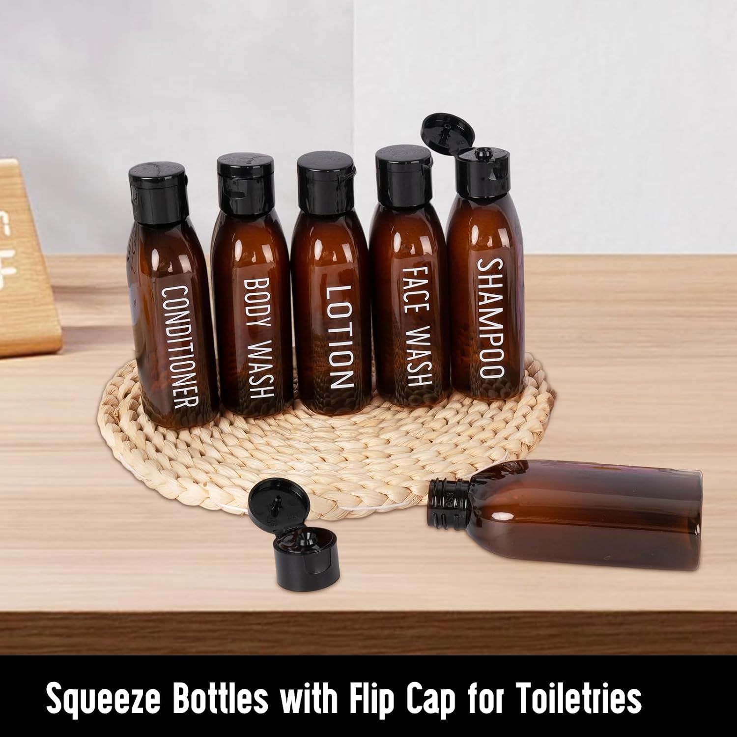 Thumbnail 1 de Ronyes 6-Pack 100ml Travel Bottles – Leakproof Reusable Containers (Brown)