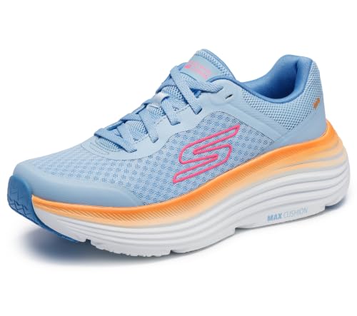 Detalle de Skechers Donna Max Cushioning Endeavour Canova Trainers – Blue Synthetic/Orange Trim, 41 EU