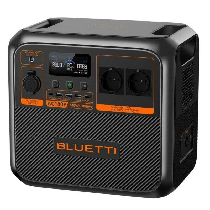 Detalle de Bluetti AC180P 1440 Wh: estación de energía portátil LiFePO4 para uso profesional y emergencias