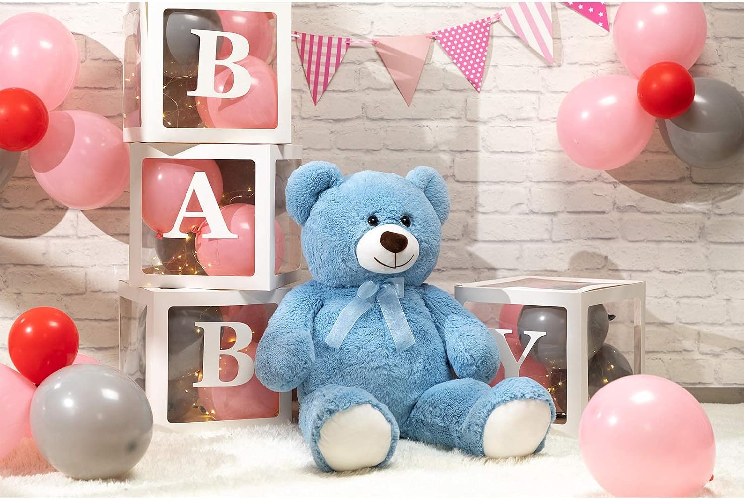 Thumbnail 4 de BEJOY Ours en Peluche Bleu Clair 90 cm – Grand Doudou câlin pour tous les âges