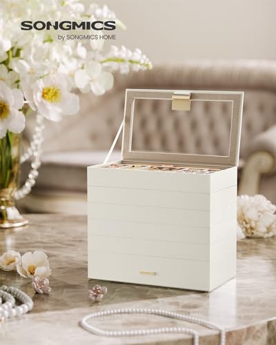 Detalle 2 de SONGMICS Jewellery Box, Stackable 6-Tier, Glass Lid, Large – GISELLA Collection