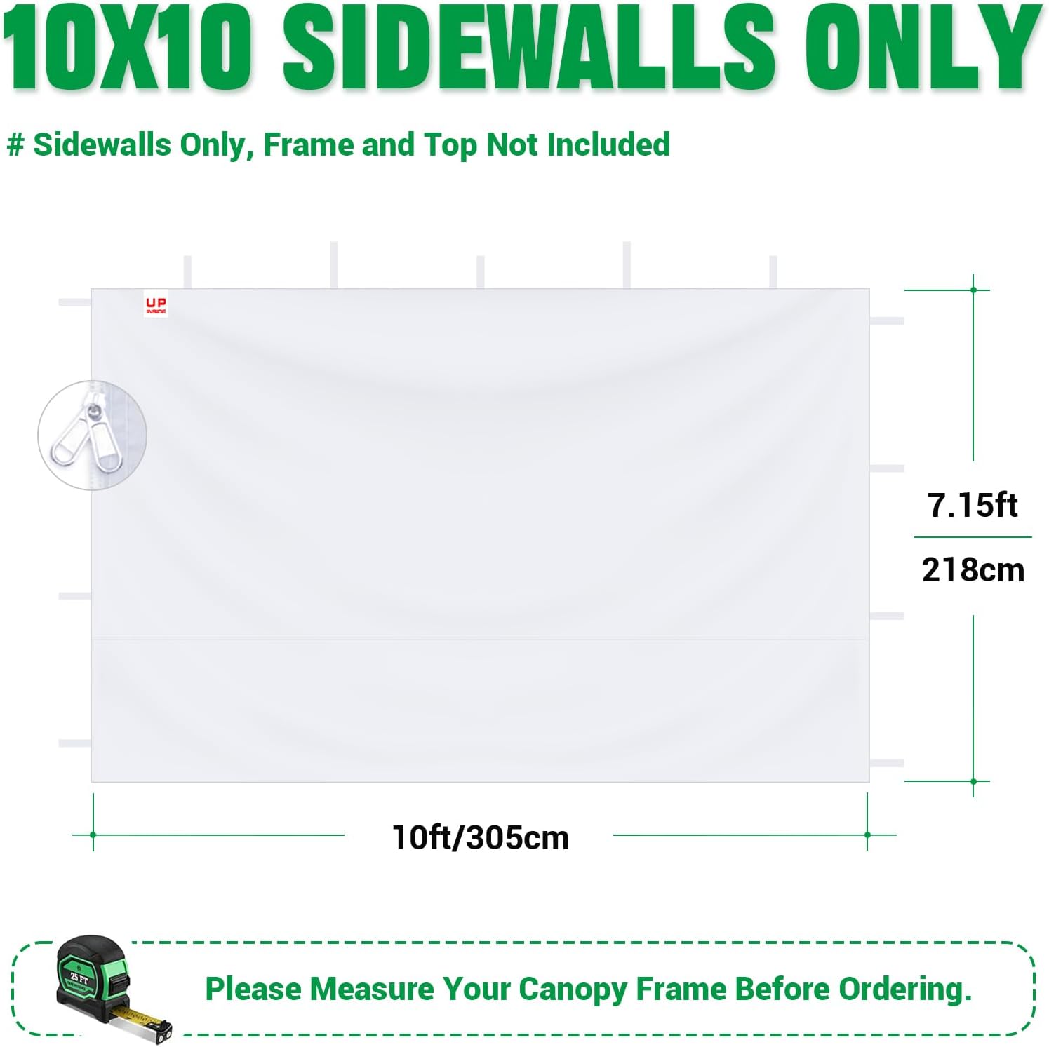 Detalle de Acepic acp02w 10x10 Canopy Sidewalls, White Waterproof Polyester, 3-Pack