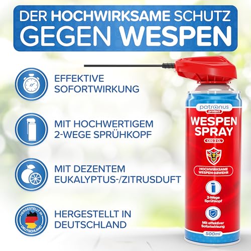 Detalle de Patronus Wespen Spray mit langem Sprührohr – 500 ml, sofortwirkung