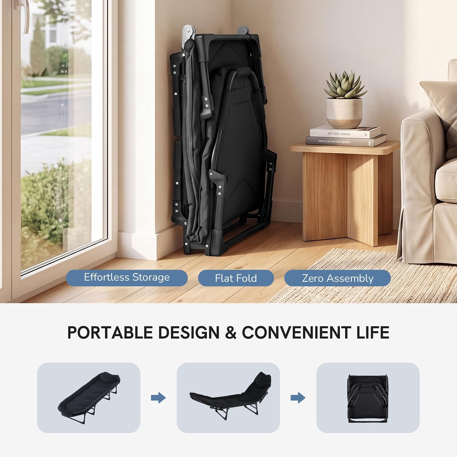 Detalle 2 de DUMOS Camping Cot with Carbon Steel Frame