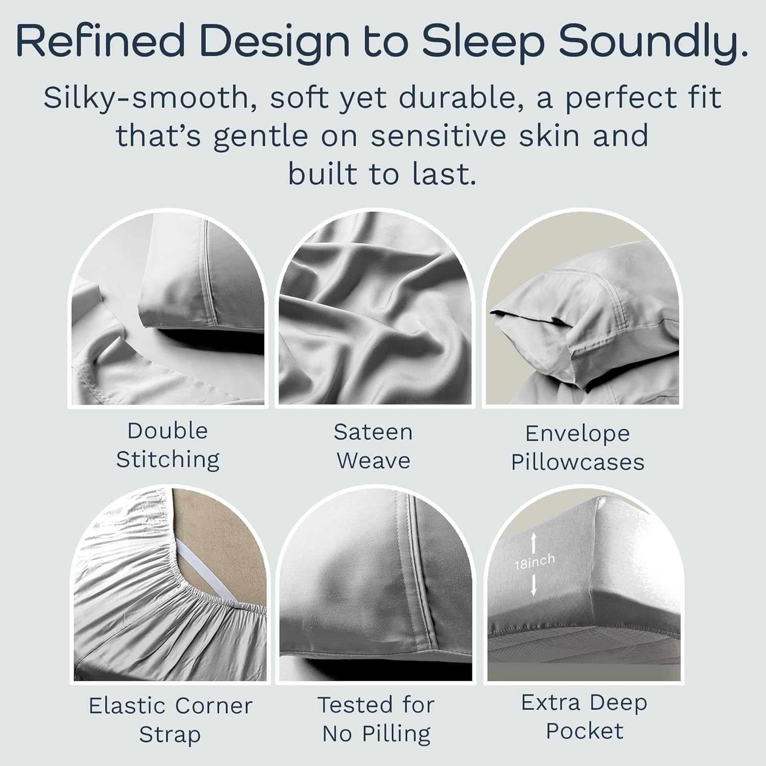 Thumbnail 4 de Olive + Crate Tencel Lyocell Eucalyptus Sheets, King 4-Piece Set in Gray Mist