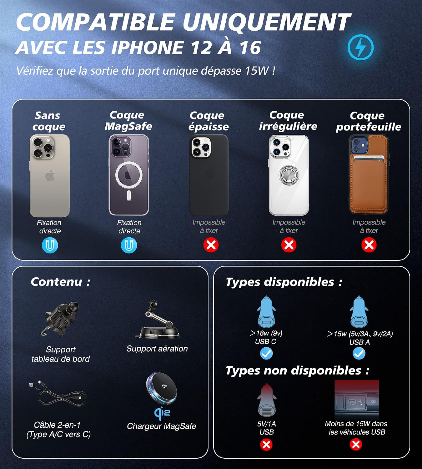 Detalle 2 de Support MagSafe pour voiture 15W avec ventilateur et éclairage RGB – charge rapide et refroidissement