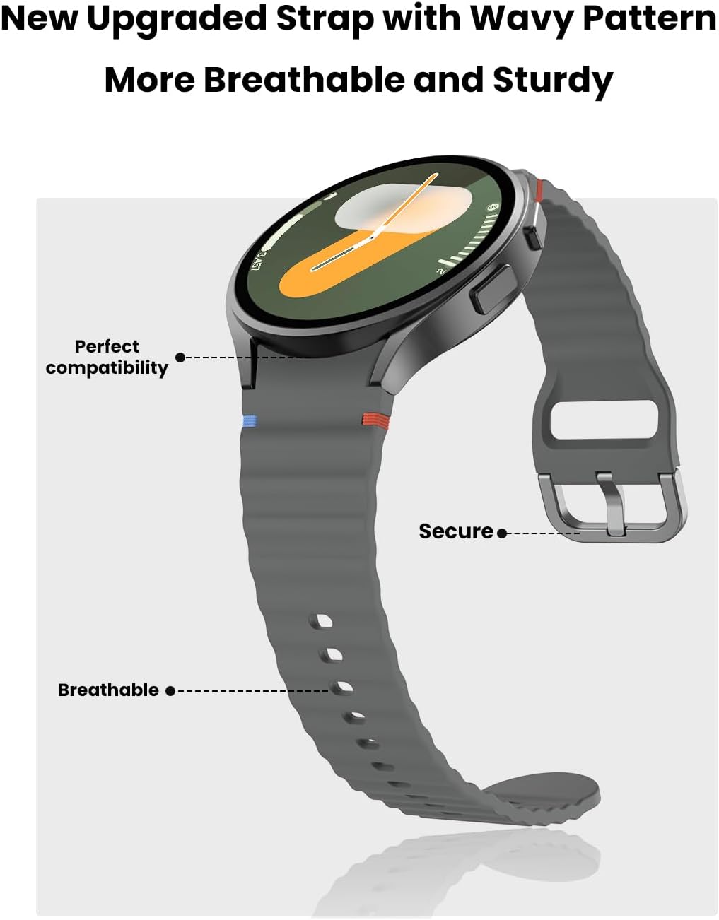 Thumbnail 2 de Yoohoo 20mm Silicone Watch Straps for Samsung Galaxy Watch 7/6/5/4 & FE – 40/44mm, 43/47mm, 45mm, No Gap Sport Bands