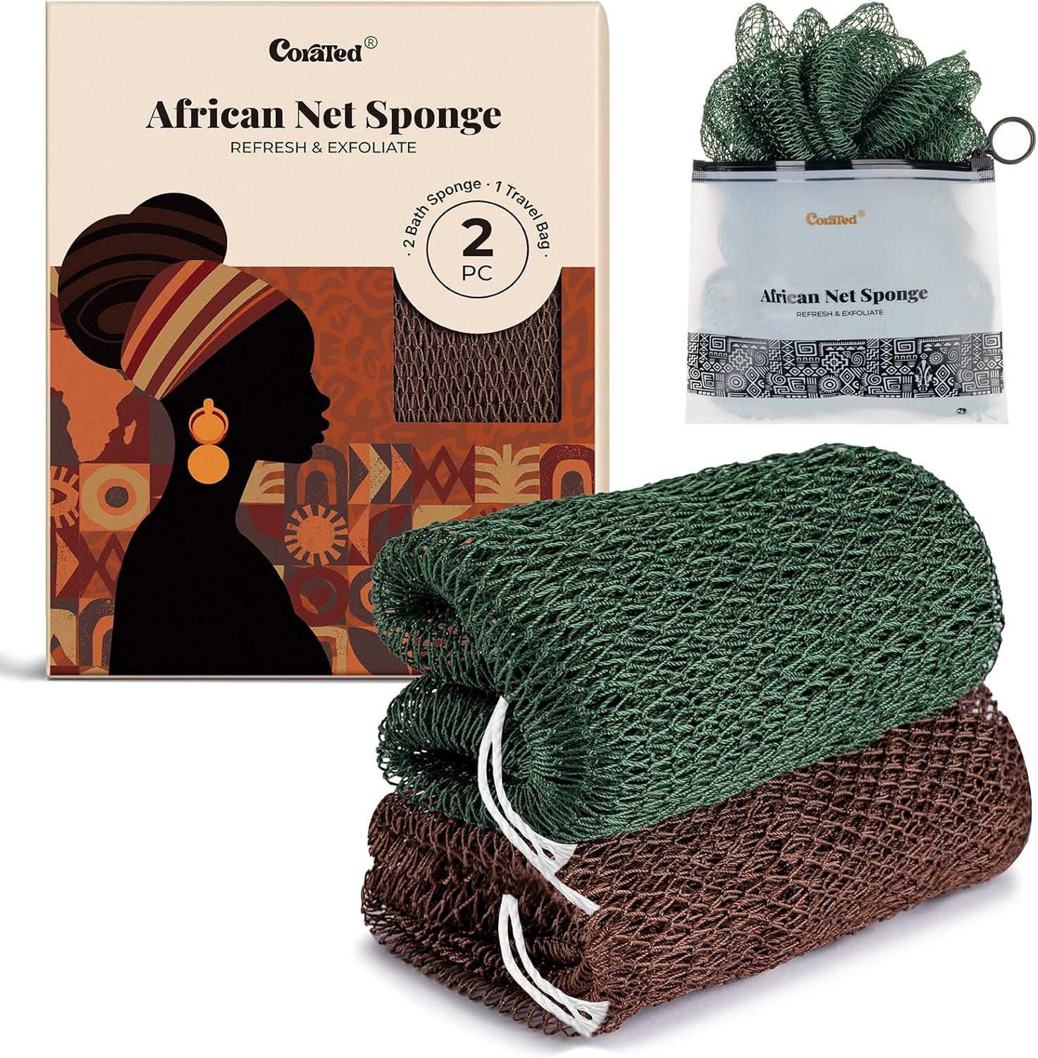 CORATED African Net Sponge 45" Shower Loofah