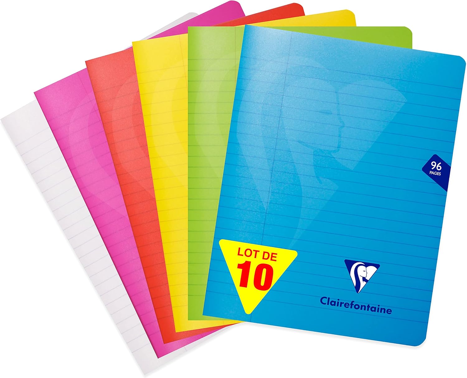 Thumbnail 6 de Clairefontaine 303742Cpack – Lot de 10 Cahiers agrafés 17 × 22 cm, 96 pages, papier Velin Velouté 90 g/m², couvertures polyprop aléatoires