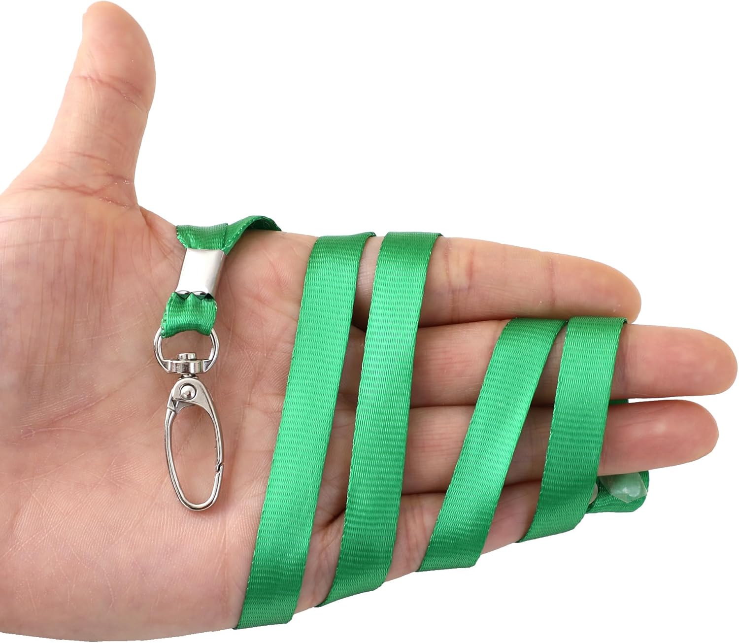 Thumbnail 6 de ROSSHINE 25pcs green nylon neck lanyards with swivel metal hook (46cm) for keys, ID cards and badges