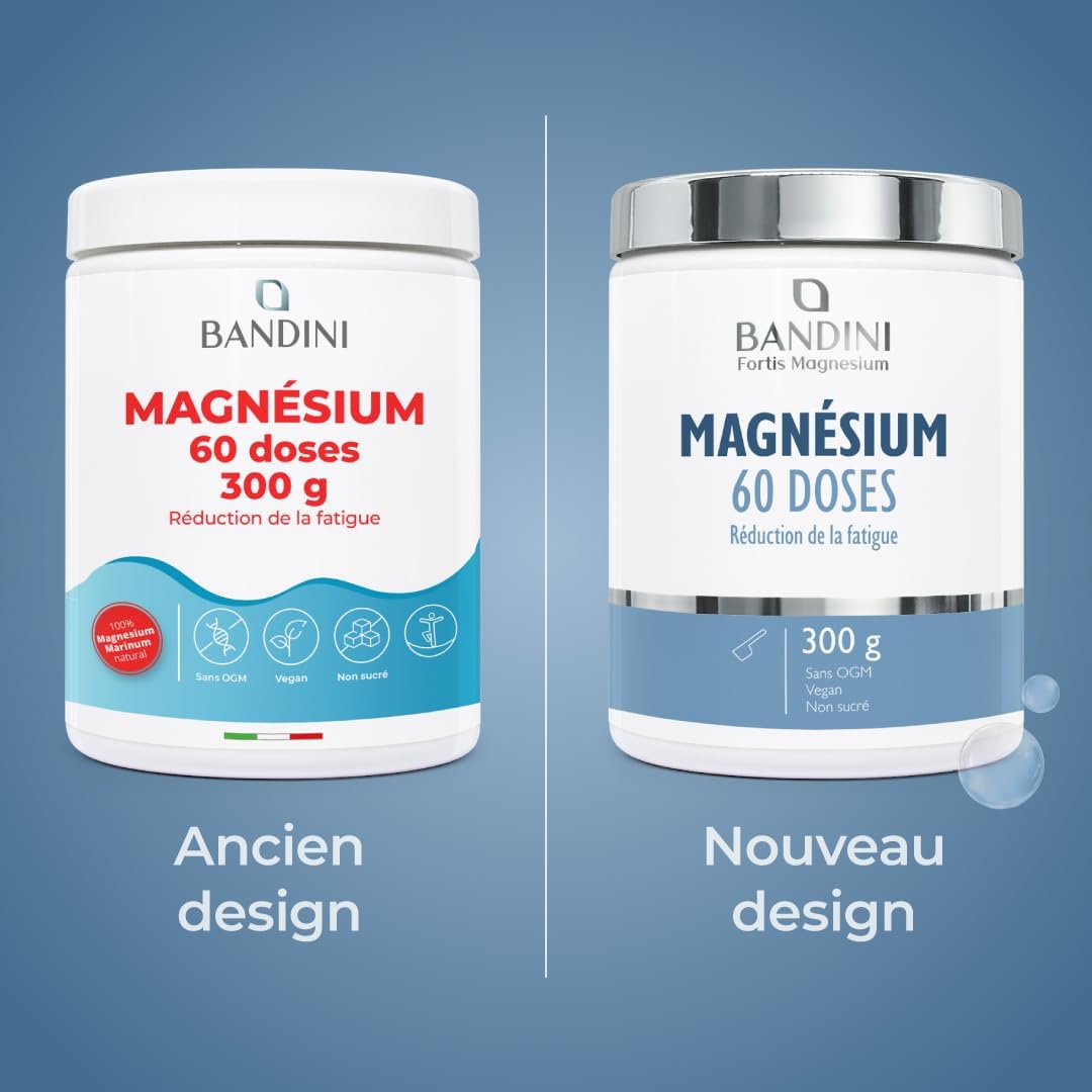 Detalle de Bandini® Magnésium en Poudre 300 g – Source de Citrate de Magnésium, sans OGM