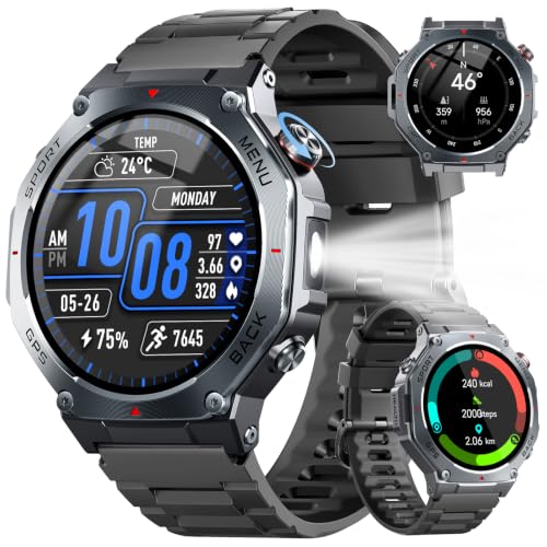 Detalle de Jugeman Militär Smartwatch Herren GPS – AMOLED 1,43'', 160+ Sportmodi, 5ATM, Bluetooth Anrufe